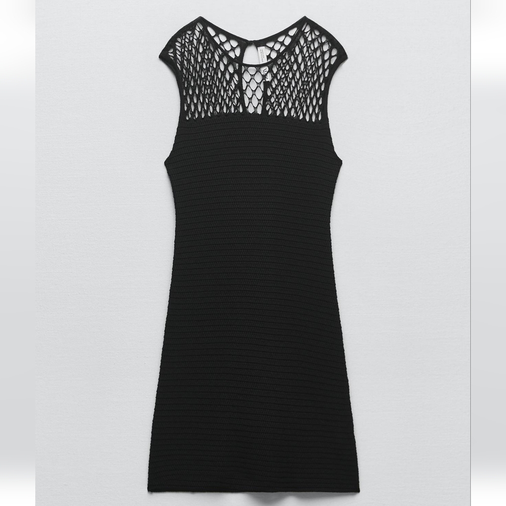 Zara Pointelle Knit Mini Dress